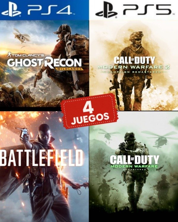 Producto - Pack 4 Juegos de Guerra - Call of Duty / Battlefield / Ghost Recon - Ps4 - Ps5
