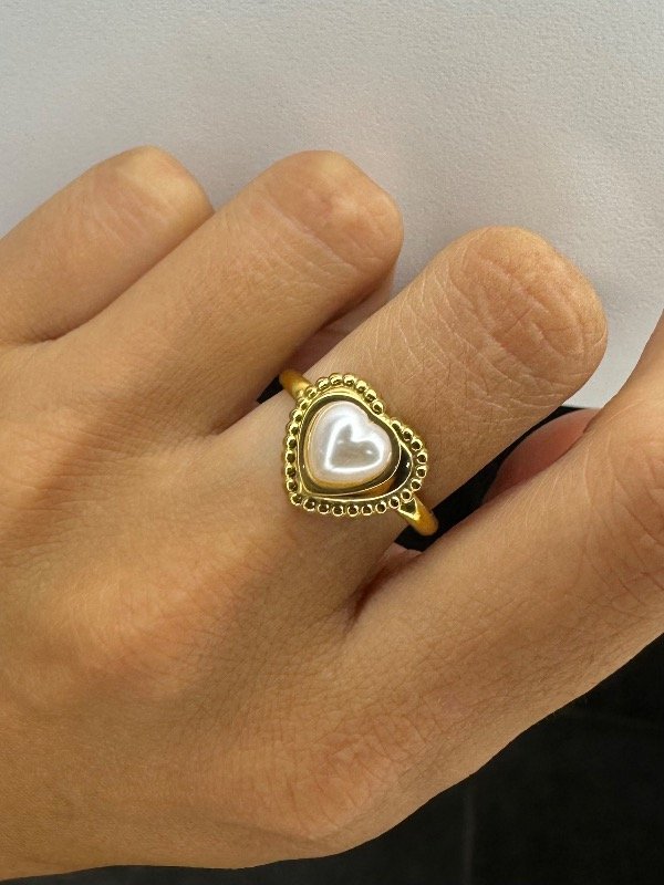 Producto - Anillo corazon perla