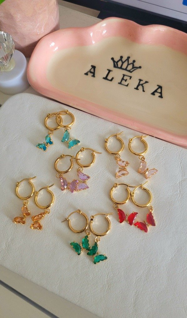 Producto - Argollas mariposa acero dorado