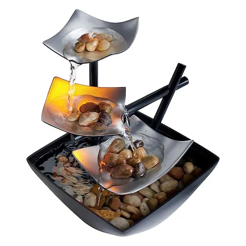 Producto - Fuente de agua decorativa c/piedras -en cascada -luces led calidas -p/interiores