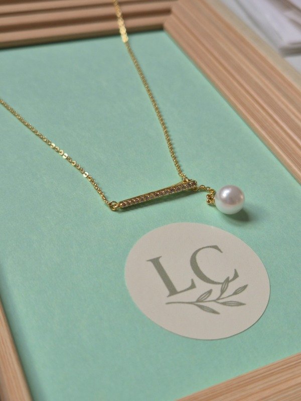 Producto - Collar perla y barrita cubic