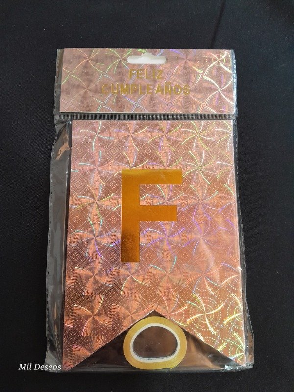 Producto - Banderín rosa gold holográfico