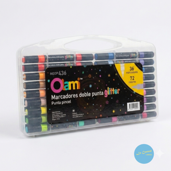 Producto - Marcadores Doble Punta Glitter Olami x36/72 (2 colores x marcador) - 0