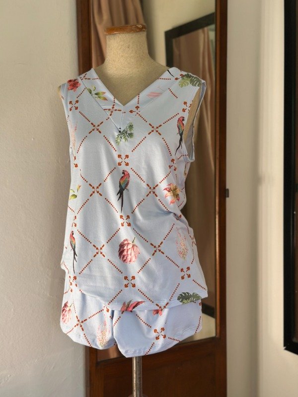 Producto - Set verano  selva libre celeste cuadros