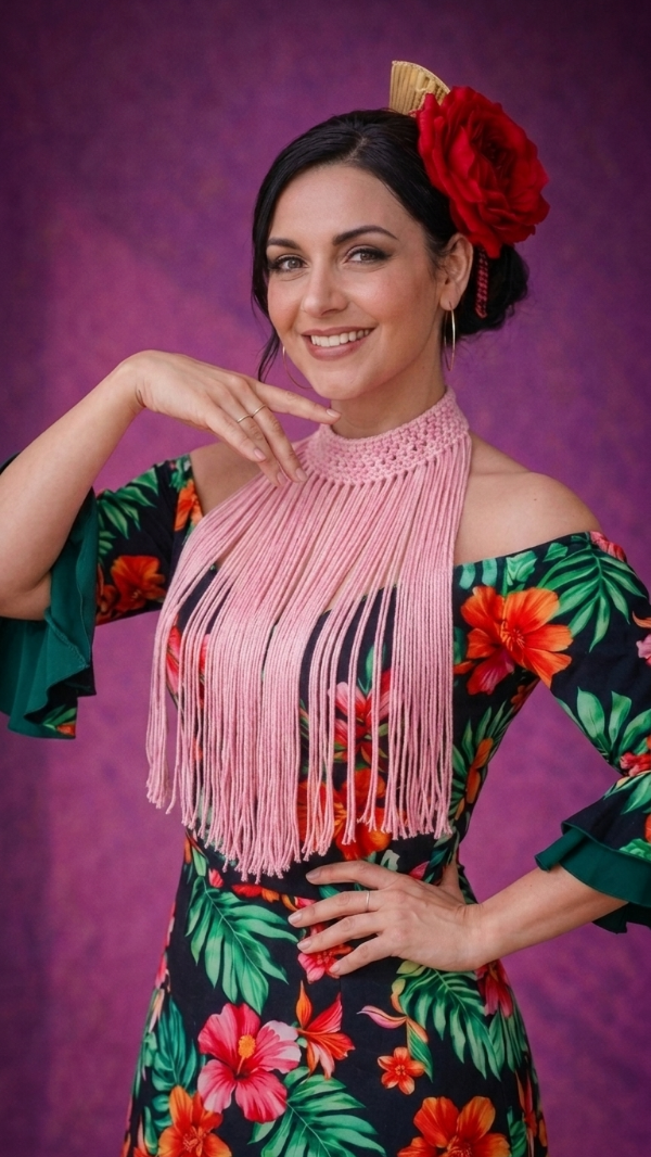 Producto - Collar De Flecos De Seda Recto Rosa - 0