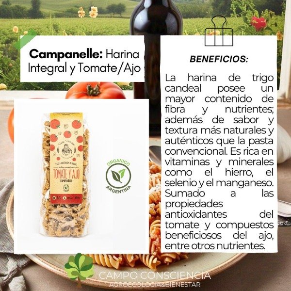 Producto - Pastas integrales con TOMATE Y AJO - Campanelle - 2