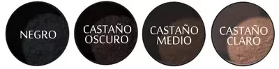 Gama de colores Trick Hair Fiber: Negro, Castaño Oscuro, Castaño Medio y Castaño Claro. Fibras capilares para calvicie.