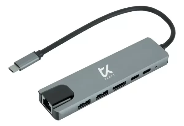 Producto - ADAPTADOR HUB TIPO C MACHO A 6 PUERTOS, 2 USB C - 2 USB - HDMI - RJ45
