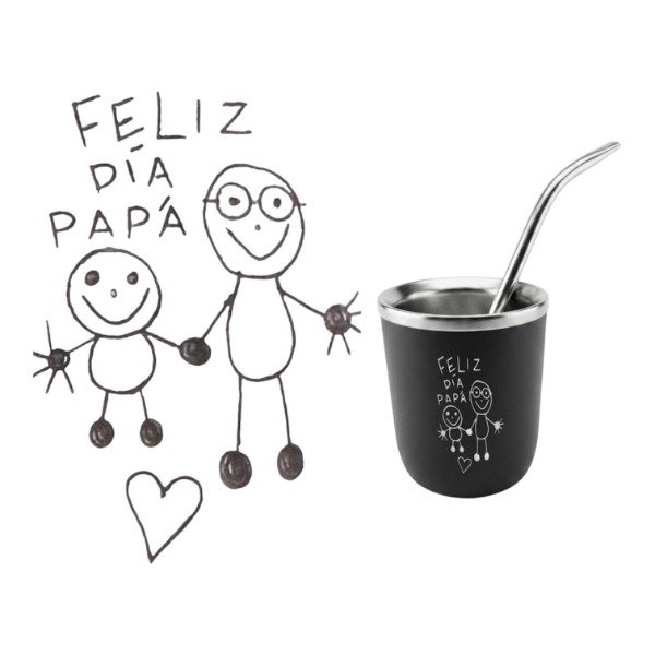 Producto - MATE ACERO CON BOMBILLA PERSONALIZADO GRABADO CON EL DIBUJO DE TUS HIJOS - 2