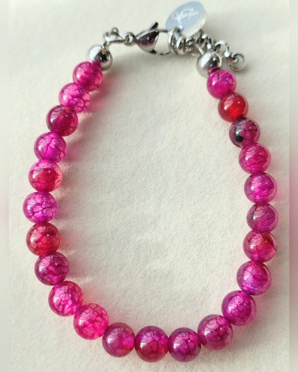 Producto - Ambar. Pulsera. Vibra (Ágata Fucsia)