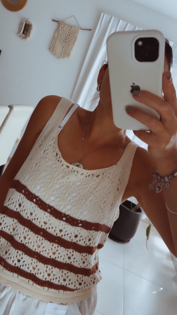 Producto - Musculosa de hilo rayada