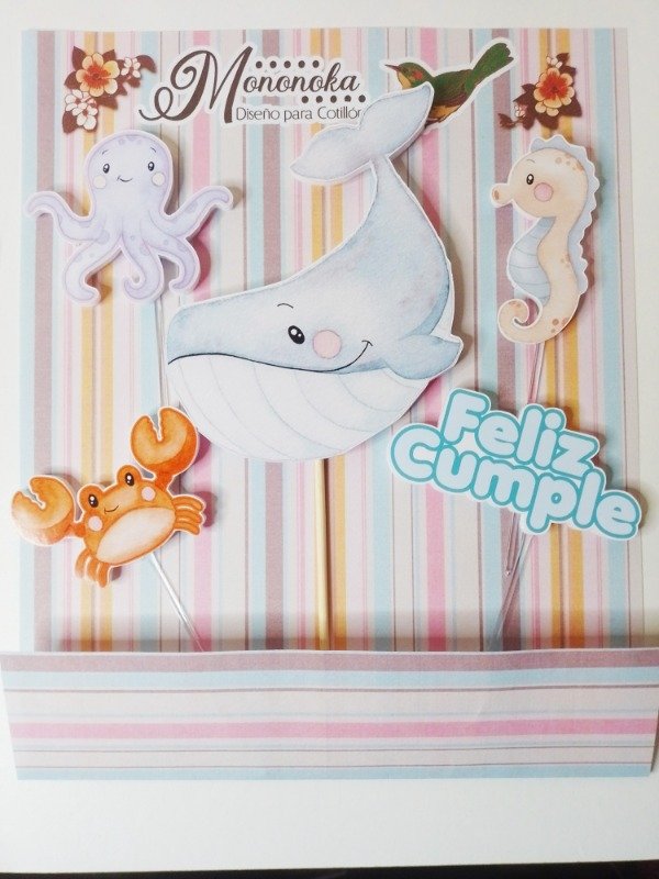 Producto - Set para Torta Mar Acuarela