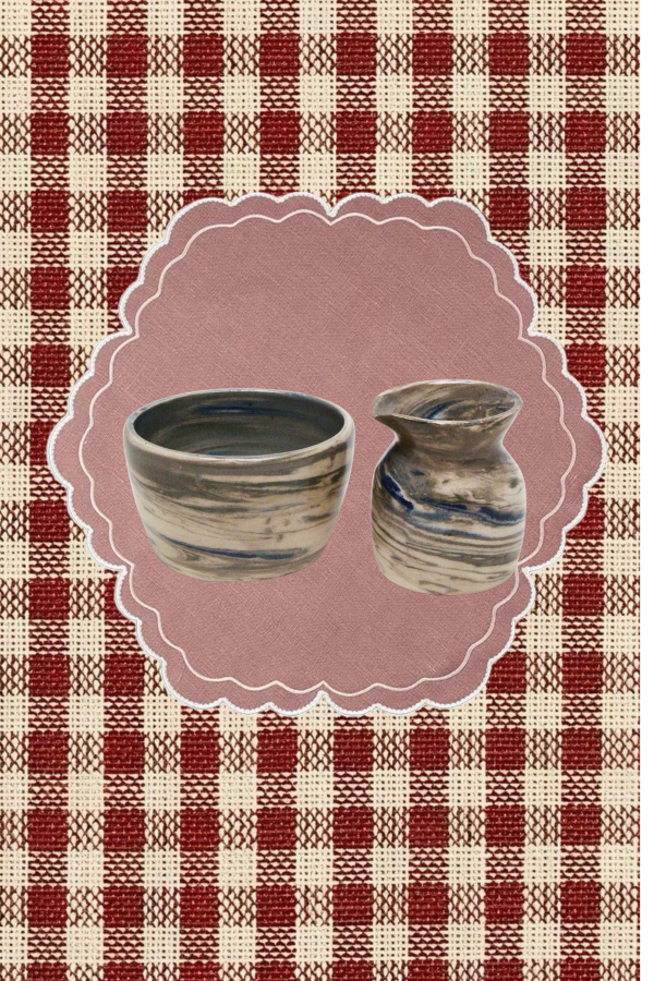 Producto - SET CUENCO Y JARRITA MARMOLADO AZUL Y VERDE