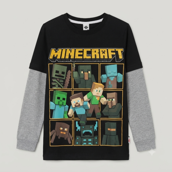 Remera manga larga infantil de Minecraft