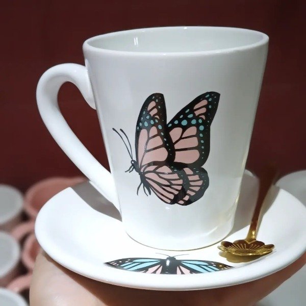 Producto - SET PLATO REDONDO+ TAZA MARIPOSA