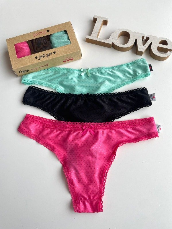 Producto - Sayka - Pack x3 Colaless de micro con puntilla - COD 3384