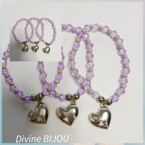 Producto - Pulsera cristal  lila corazón