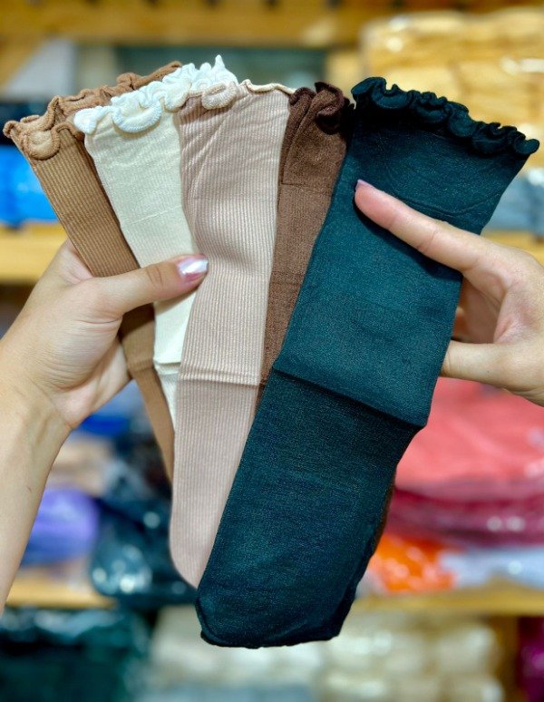 Producto - medias termicas con volados x6 media caña, surtidas en colores