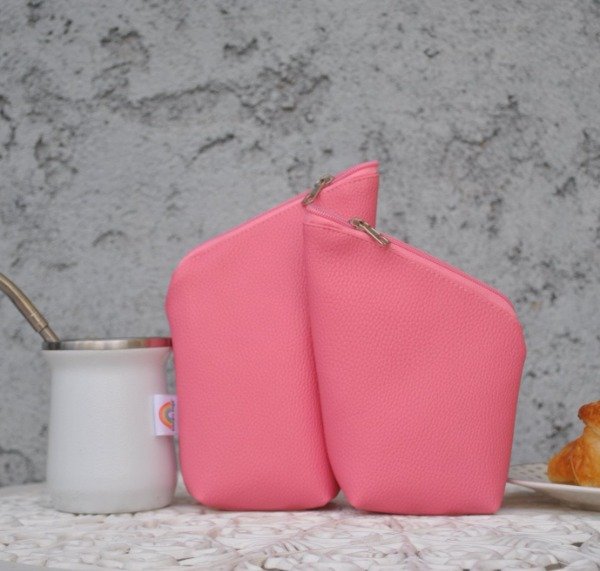 Producto - Yerbera y Azucarera Símil cuero Rosa Chicle