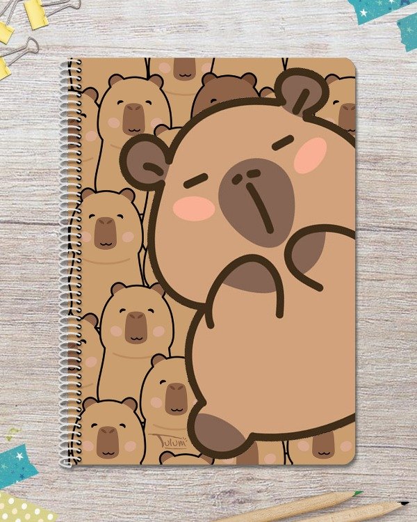 Producto - Cuaderno A4 tapa rígida plástica 50h dis. capibara marrón
