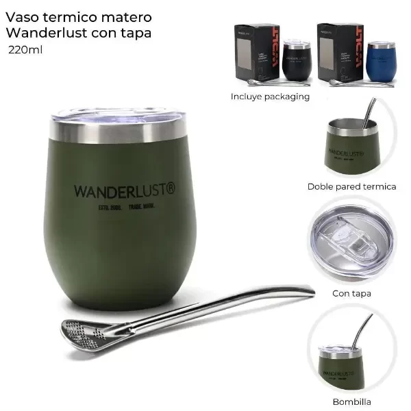 Producto - Vaso Térmico Matero con Tapa Hermética - VERDE - 0