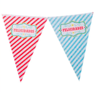 Producto - BANDERIN TRIANGULO RAYADO CIRCO PACK X 1U