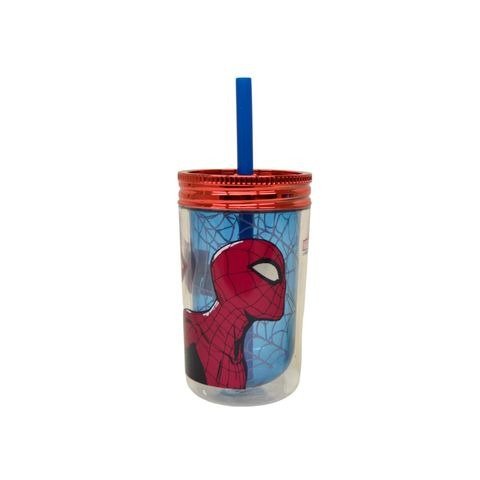 Producto - VASO DOBLE PARED CON TAPA Y SORBETE 370CC SPIDERMAN