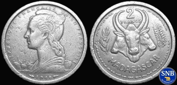 Producto - Madagascar - 2 Francos (1948) [VF-] KM #4 - Territorio de la Unión Francesa