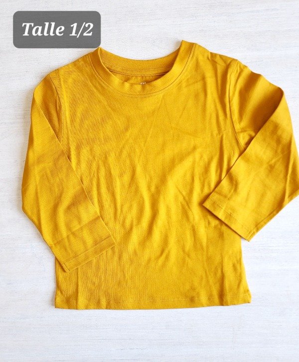 Remera manga larga HyM talle 1/2 amarilla
