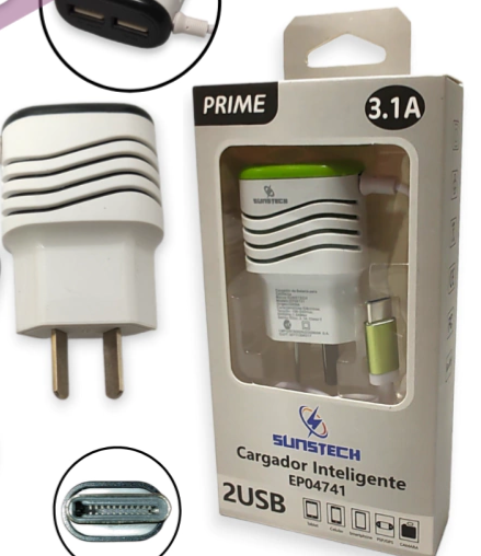 Producto - CARGADOR INTELIGENTE TIPO C 3.1A / SUNSTECH