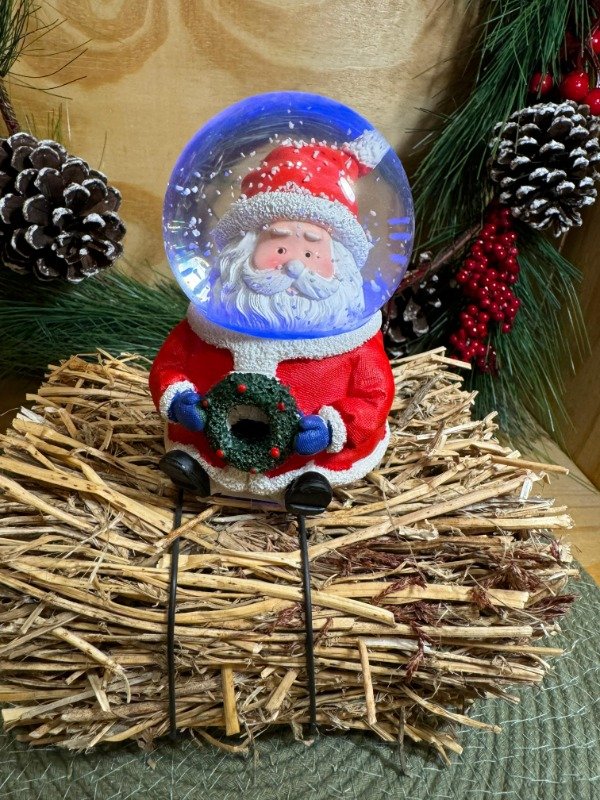 Producto - Bola de Nieve 9 cm Santa con muerdago (Efectivo: 19.920)