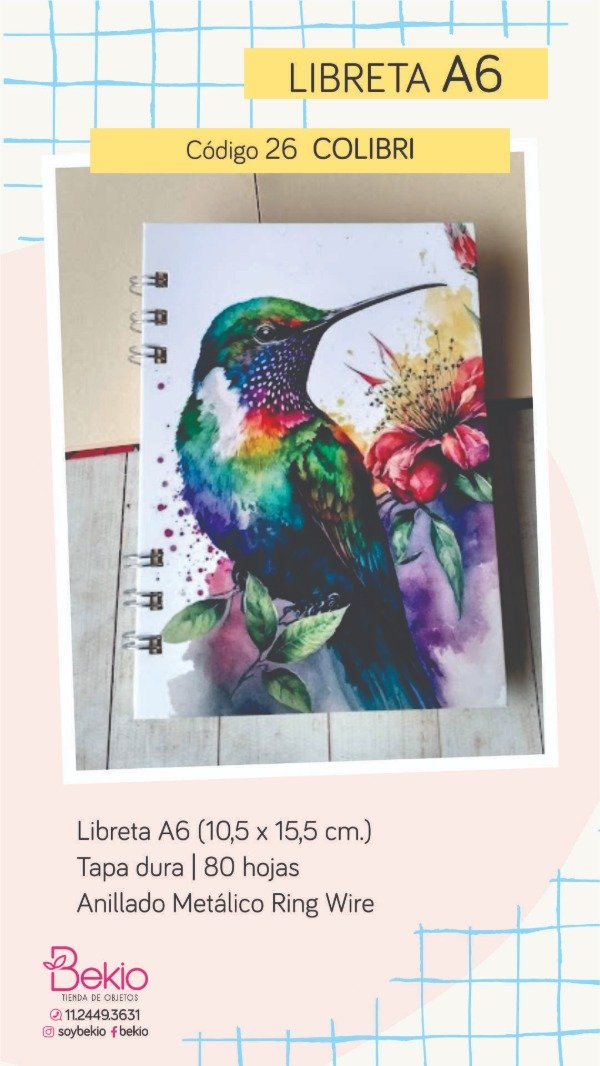 Producto - Libreta A6 - 26 Colibri