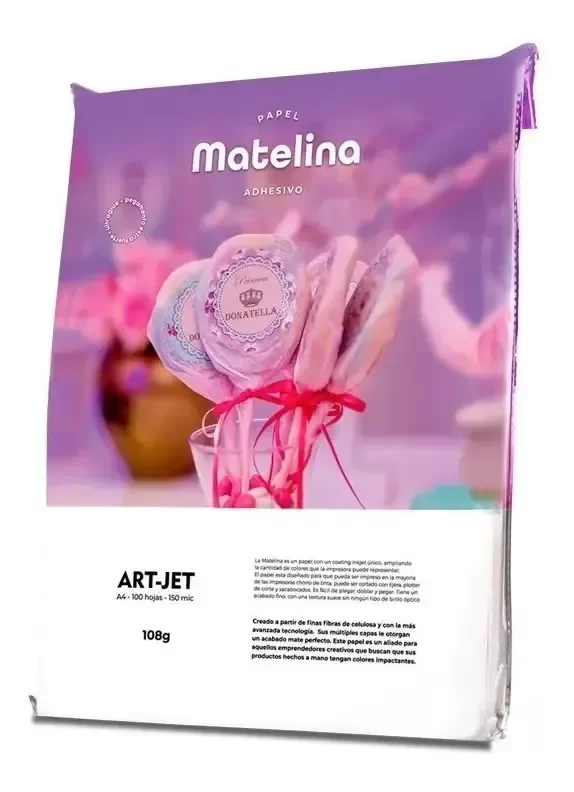 Producto - Matelina Autoadhesiva A4 Mate 108 Grs Art-jet 100h