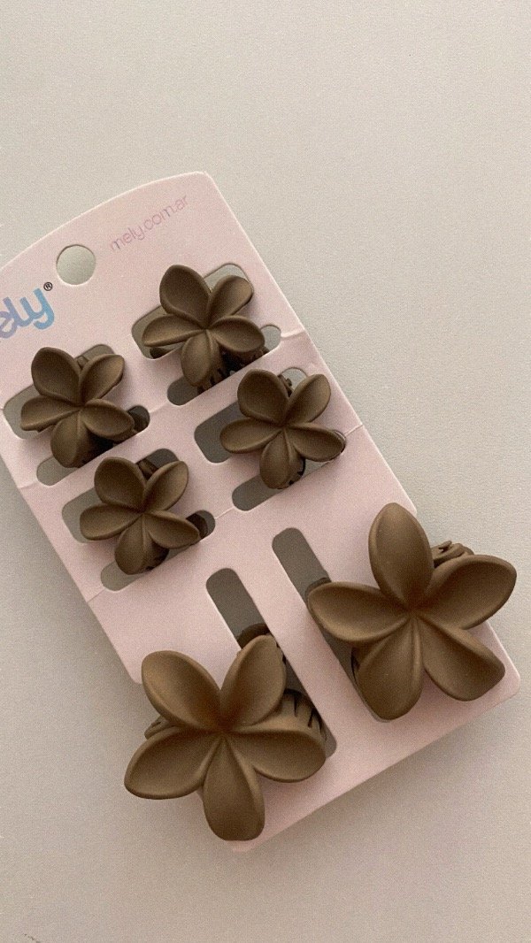 Producto - Set de broches Mely. Marrón claro