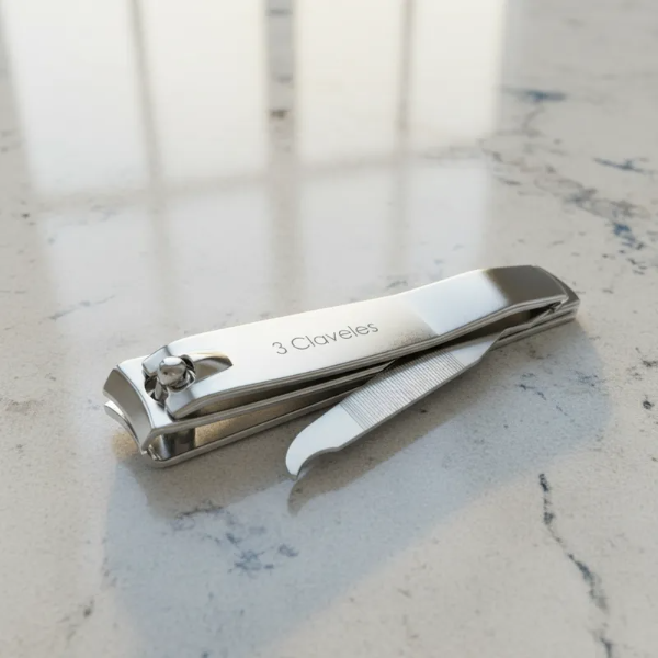 Producto - Cortaúñas 3 Claveles Acero Inoxidable Con Lima 8 Cm. Plateado