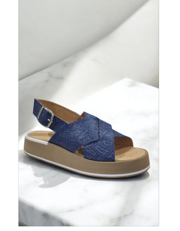 Producto - Sandalia de Cuero Vacuno Azul - Modelo 2025