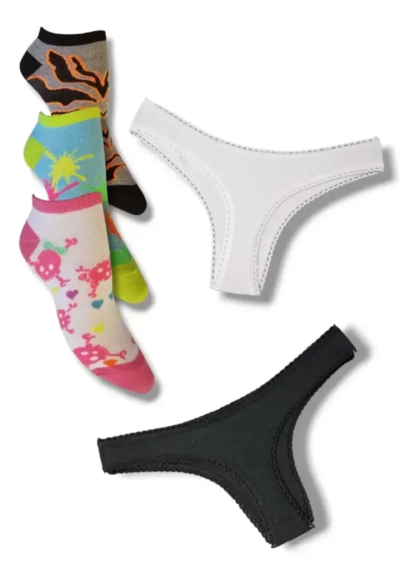 Producto - Combo 3 Bombachas Colaless + 6 Soquetes Socmark Algodon