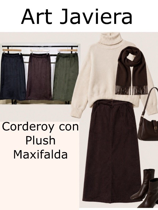 Maxifalda corderoy con plush Javiera