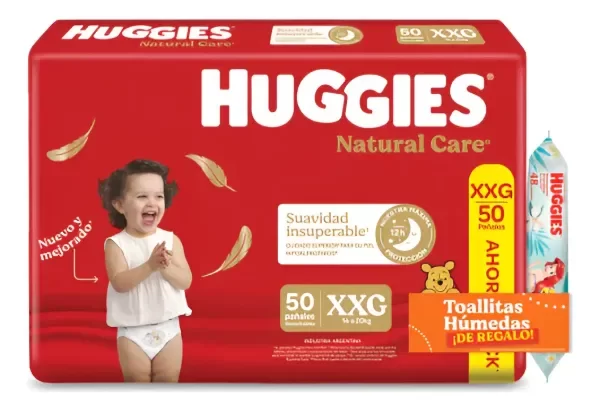 Producto - Pañales Huggies Natural Care + Toallitas Humedas x48u de regalo (M/G/XG/XXG)