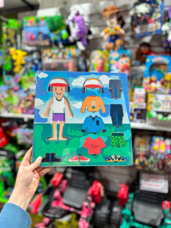 Producto - Tablero de Encastre Didáctico de Madera Vestir al Niño / Juego de Vestimenta - 0