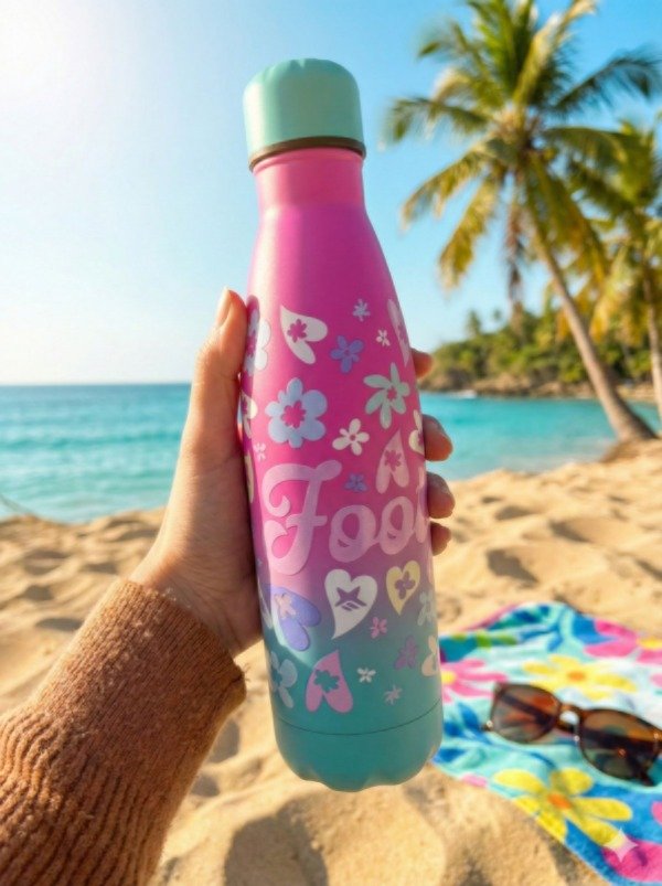 Producto - Botella Térmica Footy flores fucsia