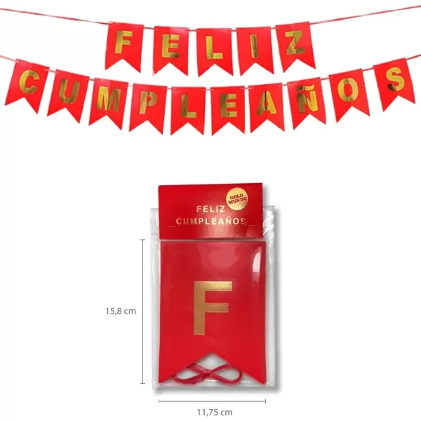 Producto - BANDERIN PARTY FELIZ CUMPLEAÑOS ROJO