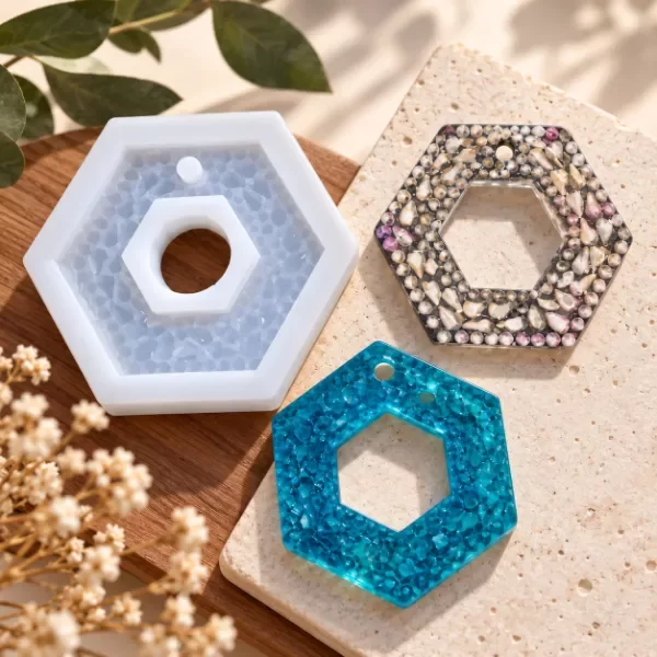 Producto - (2x1) Molde Silicona Diamante Hexag Vacio c/ Hueco x1 Ideal P/ Velas Resina N26