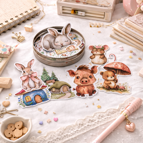 Producto - Lata de stickers Animalitos del bosque Grande