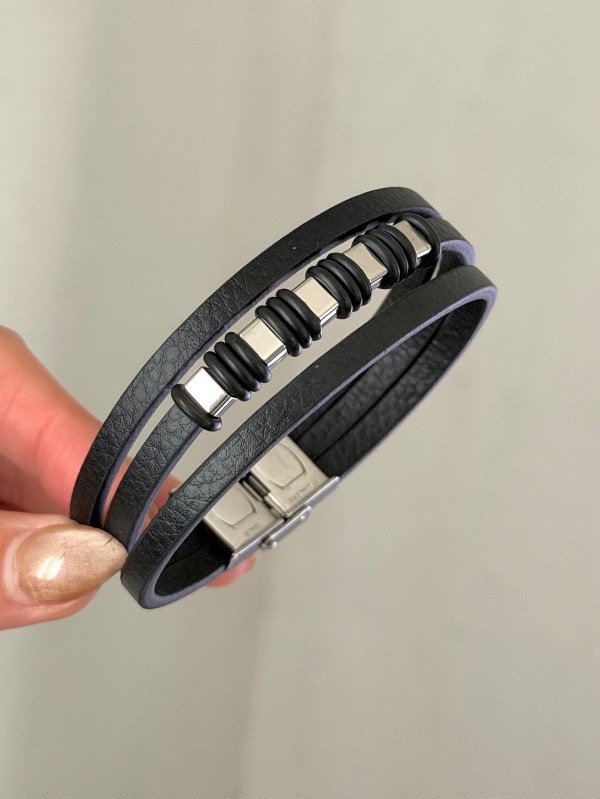 Producto - Pulsera cuero triple elite black - 1