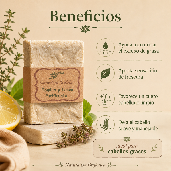 Producto - Champú Sólido Tomillo y Limón Purificante - para Cabellos Grasos - 1