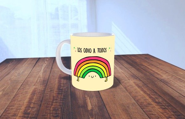 Producto - Taza de ceramica - ARCOIRIS LOS ODIO amarilla