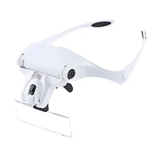Producto - Lupa Binocular Vincha -hasta 3.5x -doble luz led direccional -5 lentes acrilico