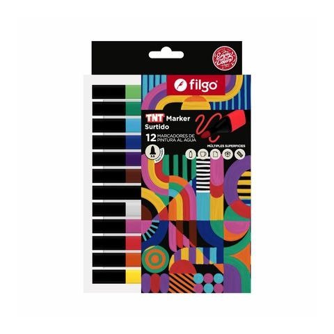 Producto - MARCADOR DE PINTURA AL AGUA TNT CAJA X12 UNIDADES FILGO