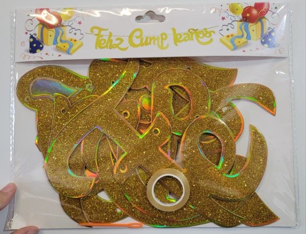 Producto - BANDERÍN "FELIZ CUMPLEAÑOS" DORADO 2